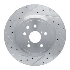 Lexus IS F Brake Rotor (1) - Rear Left - R1 Concepts - Drilled & Slotted - Silver - `08-`14
